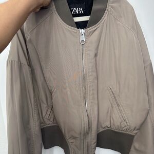 Zara Women's Tan Bomber Jacket